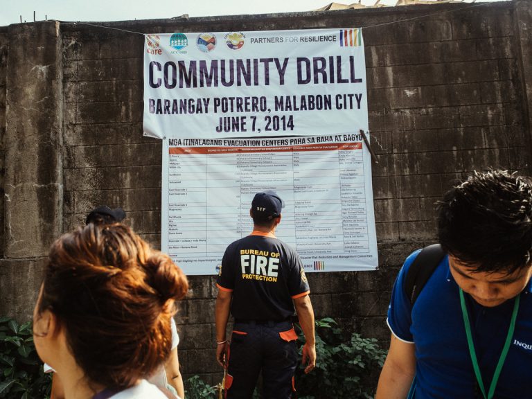 Malabon City conducts a flood evacuation drill in high risk areas in Barangay Potrero.